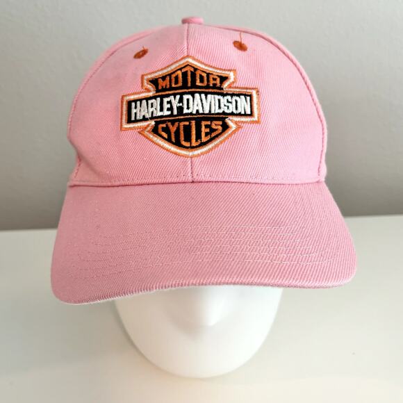 Harley Davidson Pink Dad Hat Strapback Embroidered Cotton Cap Barbiecore Biker - Picture 2 of 8